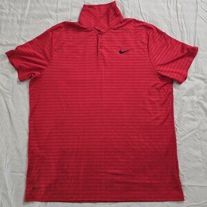 Nike Men's Dry-Fit Red Striped Polo XXL